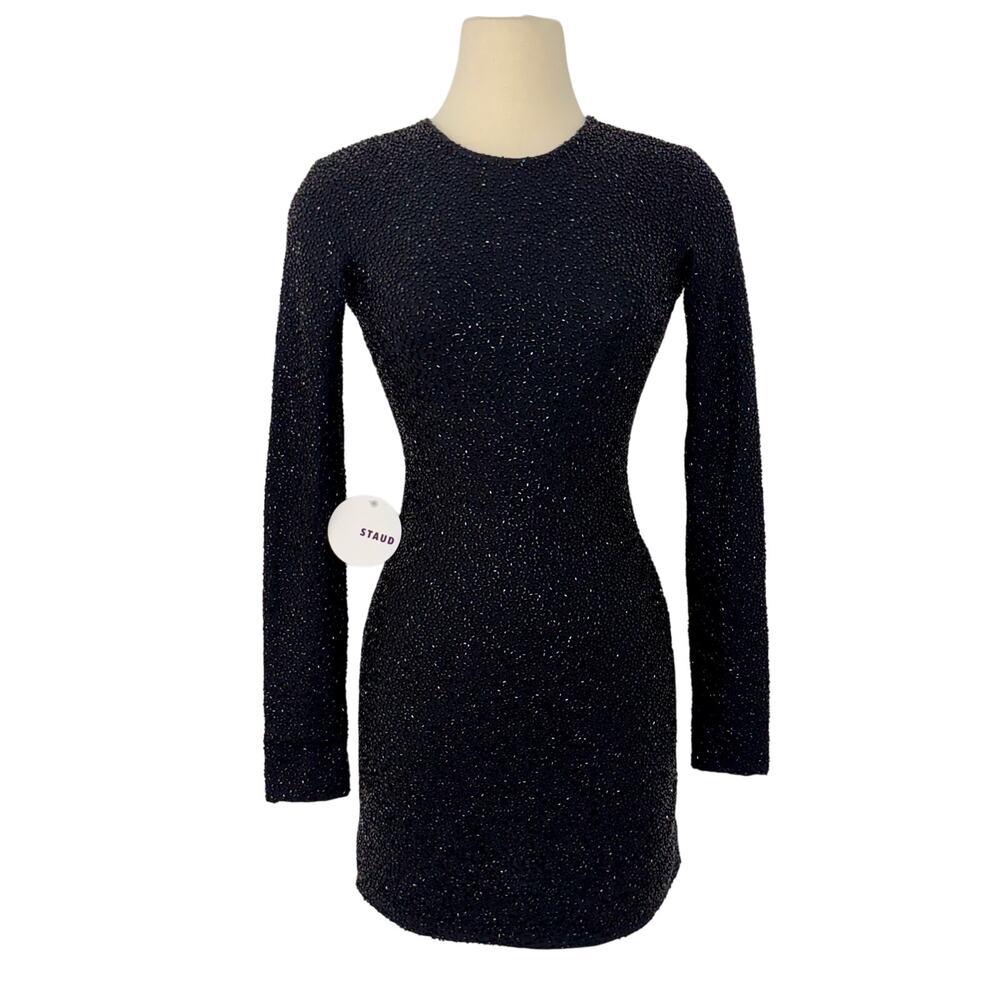 Staud Paradise Beaded Long Sleeves Cocktail Mini Dress XS NWT